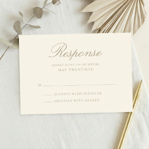 Elegante Ivoren Klassieke Bruiloft RSVP Kaartje