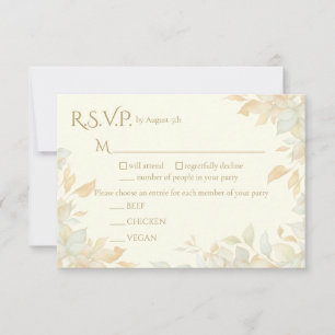 Elegante Ivoren Natuur geïnspireerde Antwoordkaart RSVP Kaartje