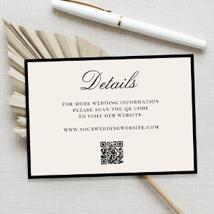 Elegante Ivoren Old Money QR Code Details Bruiloft Informatiekaartje