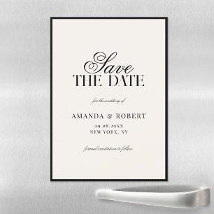 Elegante Ivoren Old Money Trouw Save the Date Magnetische Uitnodiging