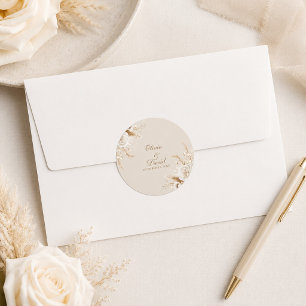 Elegante Ivoren Roos Bruiloft Ronde Sticker