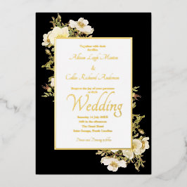 Elegante ivoren Rozen Black Lux Folie Uitnodiging
