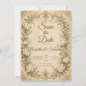 Elegante Ivoren Rozen Bruiloft Save The Date (Voorkant)