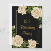 Elegante Ivoren Rozen & Gouden Glitters 18e Verjaa Kaart (Voorkant)