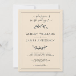 Elegante ivoren trouwuitnodiging kaart