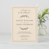 Elegante ivoren trouwuitnodiging kaart (Staand voorkant)