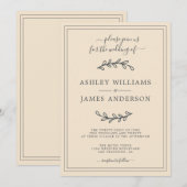 Elegante ivoren trouwuitnodiging kaart (Voorkant / Achterkant)