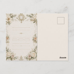 Elegante Ivoren Trouwuitnodiging met Champagne Briefkaart