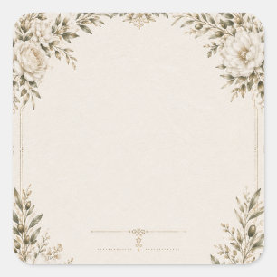 Elegante Ivoren Trouwuitnodiging met Champagne  Vierkante Sticker