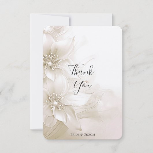 Elegante ivoren witte bloemen bedankkaart (Voorkant)