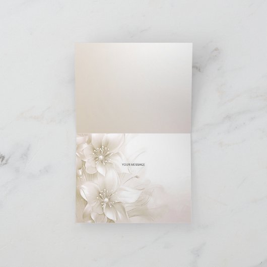 Elegante ivoren witte bloemen bedankkaart (Binnen)