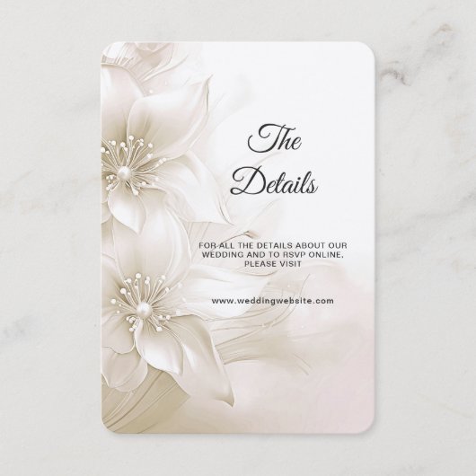 Elegante ivoren witte bloemen Detail behuizing Kaa Informatiekaartje (Voorkant)