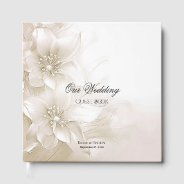 Elegante Ivoren Witte Bloemen Gastboek Gastenboek