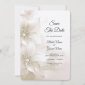 Elegante ivoren witte bloemen slaan de datum op save the date (Voorkant)
