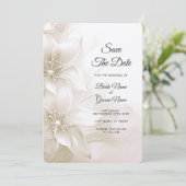 Elegante ivoren witte bloemen slaan de datum op save the date (Staand voorkant)