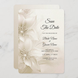 Elegante ivoren witte bloemen slaan de datum op save the date