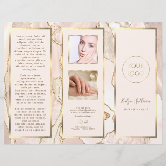 Elegante Ivory Blush en Gold Agaat Brochure (Voorkant)