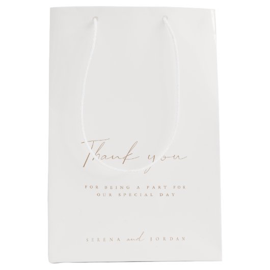 Elegante Ivory bruiloft gast dank u Medium Cadeauzakje (Voorkant)