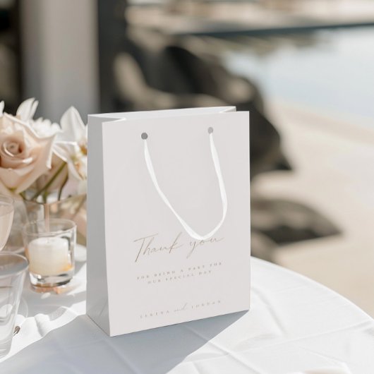 Elegante Ivory bruiloft gast dank u Medium Cadeauzakje