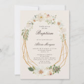 Elegante Ivory Garden Floral Baptism Uitnodiging (Voorkant)