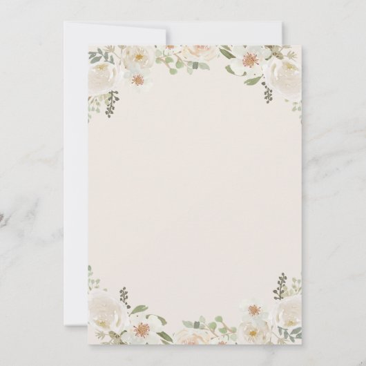 Elegante Ivory Garden Floral Baptism Uitnodiging (Achterkant)