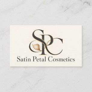 Elegante Ivory & Goud Cosmetica Monogram Zakelijke Contactkaartje
