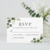 Elegante Ivy en varen bruiloft RSVP (Staand voorkant)