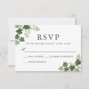 Elegante Ivy en varen bruiloft RSVP Kaartje