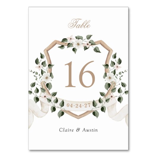 Elegante Ivy groen bloemenwit crest bruiloft Kaart (Achterkant)