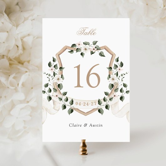 Elegante Ivy groen bloemenwit crest bruiloft Kaart