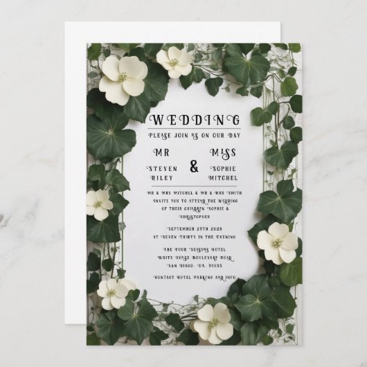 Elegante Ivy Trouwtafel Plan en Uitnodigingen (Voorkant / Achterkant)