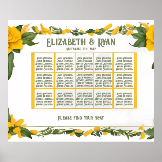 Elegante Ivy Trouwtafel Plan en Uitnodigingen Poster (Voorkant)