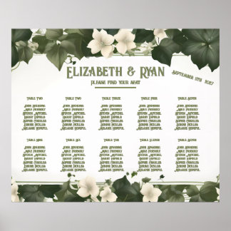Elegante Ivy Trouwtafel Plan en Uitnodigingen Poster