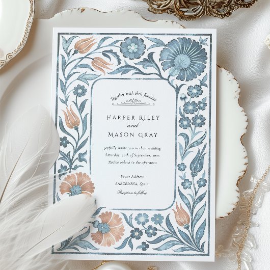 Elegante Iznik stijl Bloemen bruiloft Kaart