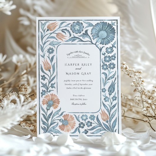 Elegante Iznik stijl Bloemen bruiloft Kaart