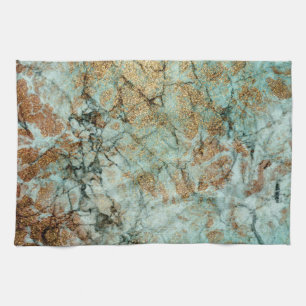 Elegante Jade en Roos Gouden Glitter Marmer Theedoek