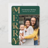 Elegante Jade Merry Pine Foto Kerstmis Feestdagenkaart (Voorkant)