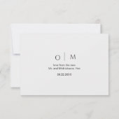 Elegante jager groene monogram trouw bedank kaart (Achterkant)