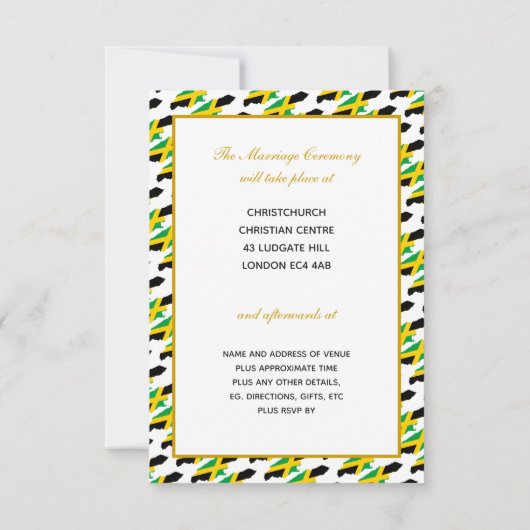 Elegante Jamaica met gouden script bruiloft Kaart (Achterkant)