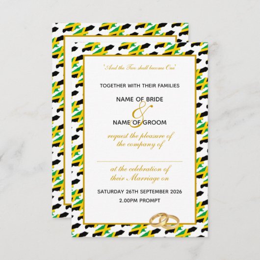 Elegante Jamaica met gouden script bruiloft Kaart (Voorkant / Achterkant)
