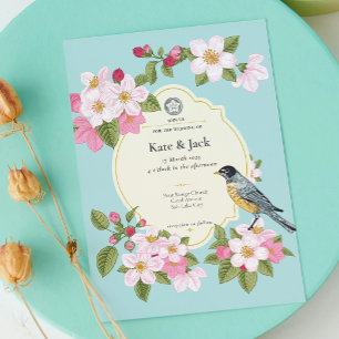 Elegante Japanse Bloemen Bruiloft Uitnodiging