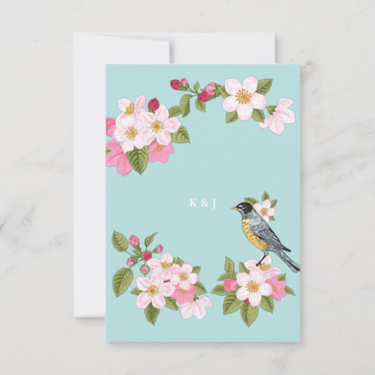 Elegante Japanse Bloemen Bruiloft Uitnodiging (Achterkant)