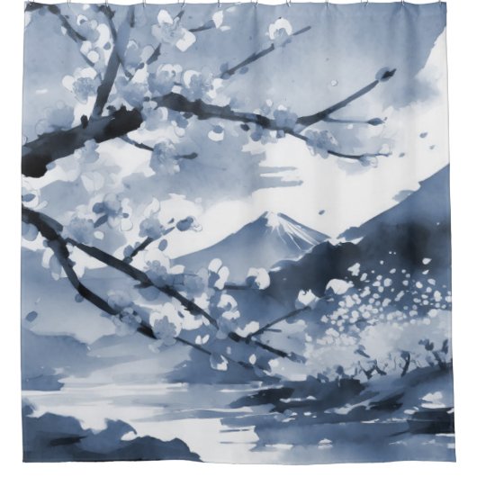 Elegante Japanse Floral Douchegordijn (Voorkant)