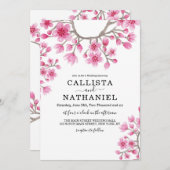 Elegante Japanse Kersenbloesem Bloemige Bruiloft Kaart (Voorkant / Achterkant)