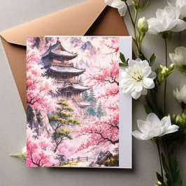 Elegante Japanse Kersenbloesem & Kasteelhochzeit I Kaart