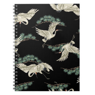 Elegante Japanse kraan: artistieke uitbeelding. Notitieboek