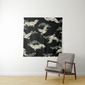 Elegante Japanse kraan: artistieke uitbeelding. Wandkleed (In situ)