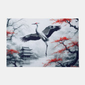 Elegante Japanse kraan in Japanse tuin Deurmat (Voorkant)