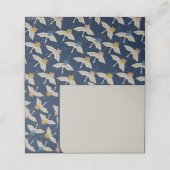 Elegante Japanse kranen Blauwe bruiloft Plaatskaartje (Buitenkant ongevouwen)