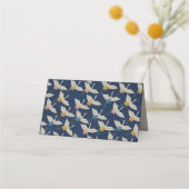 Elegante Japanse kranen Blauwe bruiloft Plaatskaartje (Achterkant)